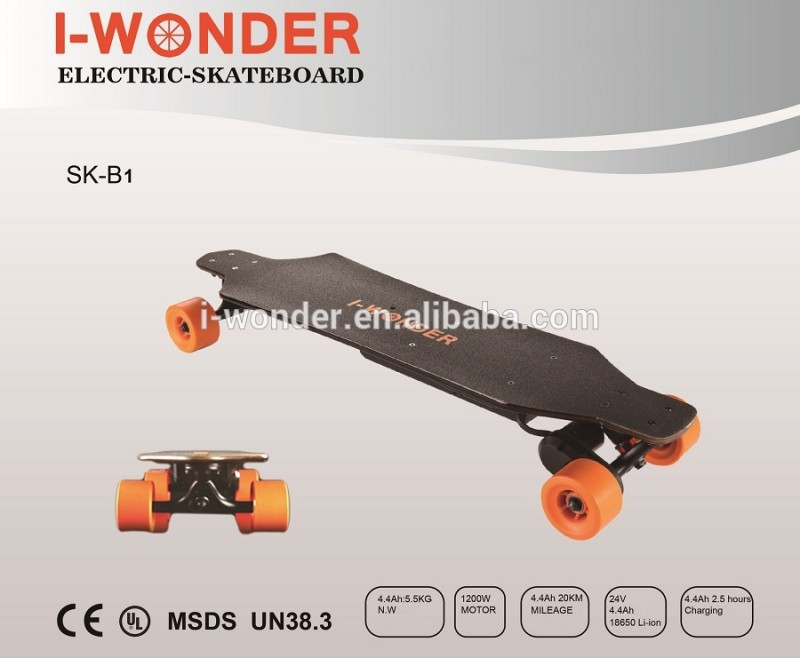 I-WONDER電動スケートボード1200ワットブラシレスモーター付きホールセンサSK-B1スポーツ電動ロングボード-スケートボード問屋・仕入れ・卸・卸売り
