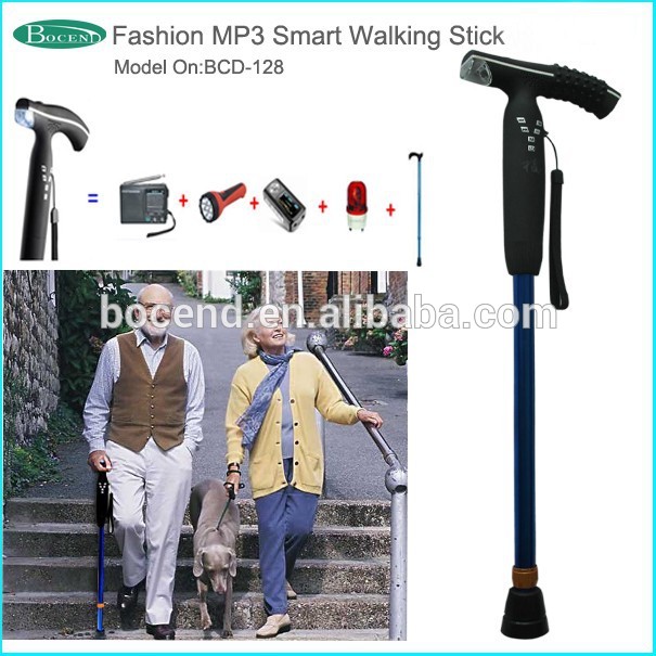電子徒歩スティックが付いている古い人々のための設計mp3/懐中電灯-ステッキ問屋・仕入れ・卸・卸売り