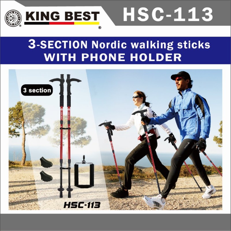キング最高新とホット製品カーボントレッキングポール3セクションが含まれている電話ホルダー登山スティック-ステッキ問屋・仕入れ・卸・卸売り