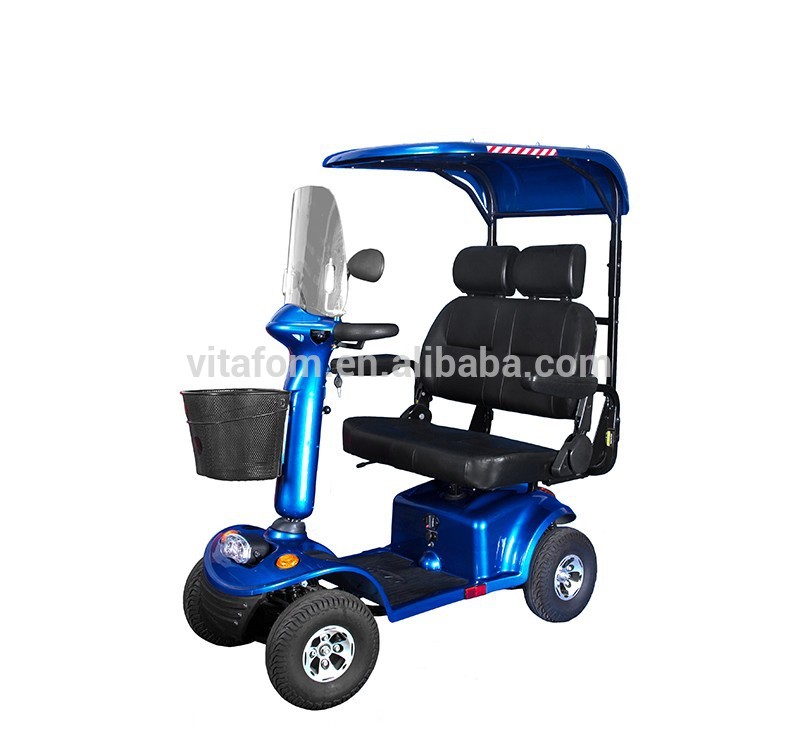 Vitafom- ビッグサイズ2座のモビリティスクーター電気粉末、 青サンルーフ付-電動カート問屋・仕入れ・卸・卸売り