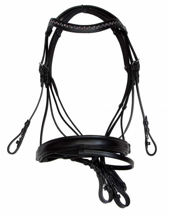 革シングル手綱スウェーデンフラッシュパテントnoseband 4ラインピンクラインストーンチェーン-その他乗馬用品問屋・仕入れ・卸・卸売り