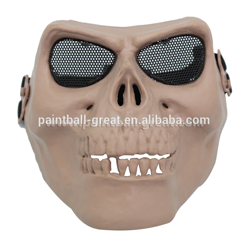 頭蓋骨のメッシュゴーグルエアソフトガンマスク日焼け色-Paintballの付属品問屋・仕入れ・卸・卸売り