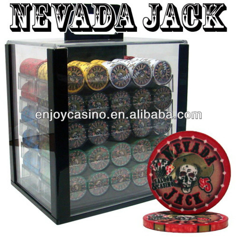 ネバダ州ジャックカジノポーカーチップを使用して設定1000ピース- アクリルケース-ポーカーチップ問屋・仕入れ・卸・卸売り