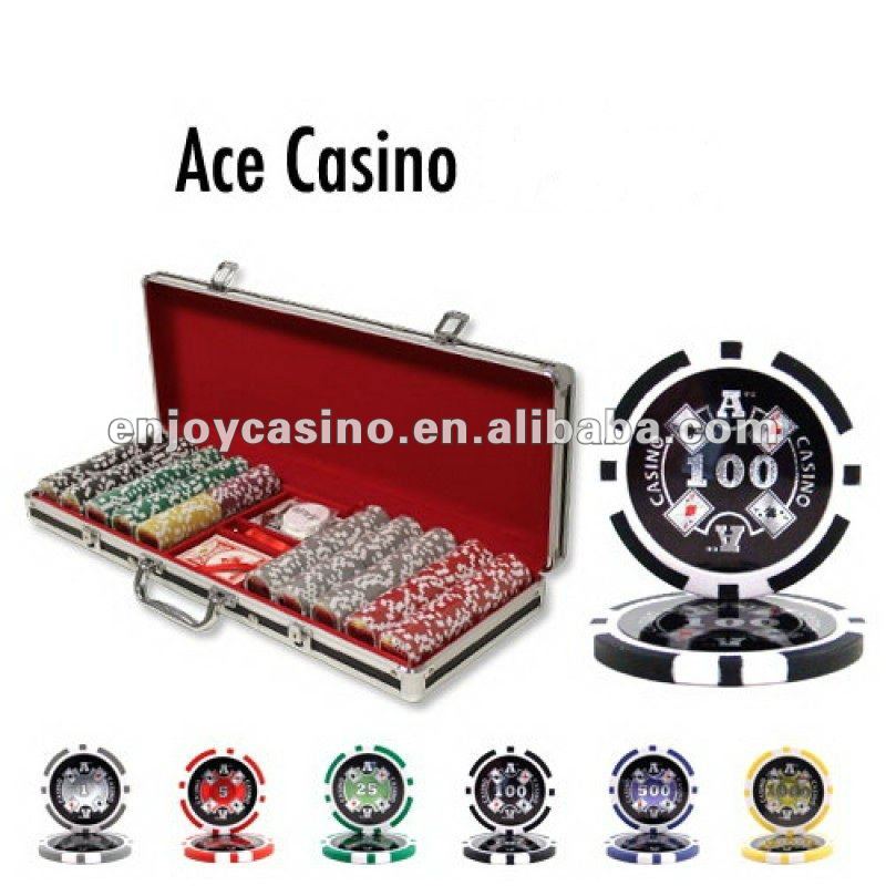 エースカジノポーカーチップセット黒のアルミケース付き- 500ピース-ポーカーチップ問屋・仕入れ・卸・卸売り