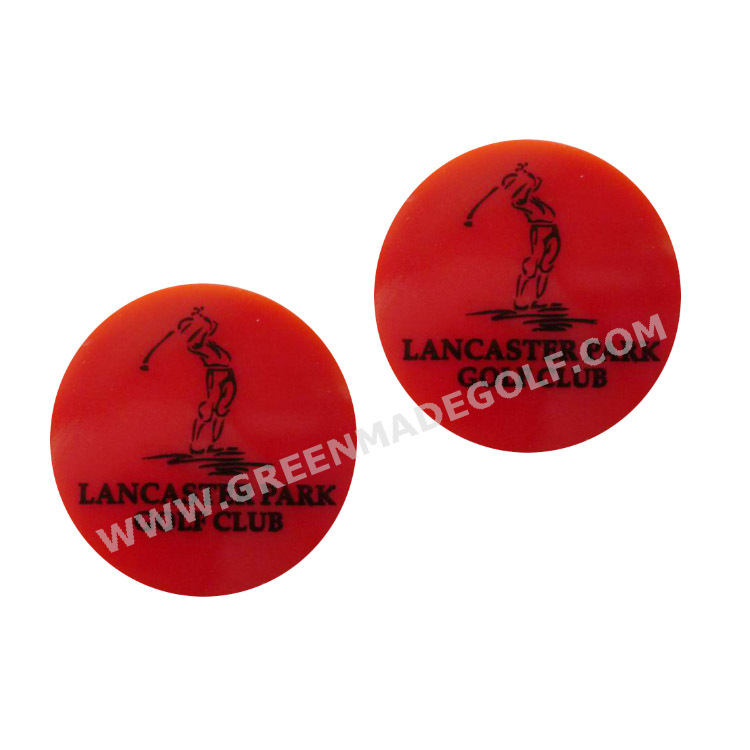 赤いプラスチック製のゴルフボールマーカー25mmロゴ付きホルダー-その他ゴルフ用品問屋・仕入れ・卸・卸売り