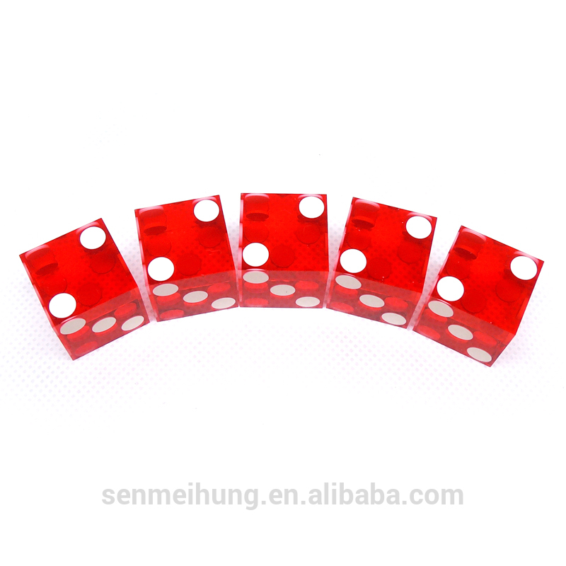 D6六面19ミリメートル透明サイコロの赤で白ピップ-問屋・仕入れ・卸・卸売り