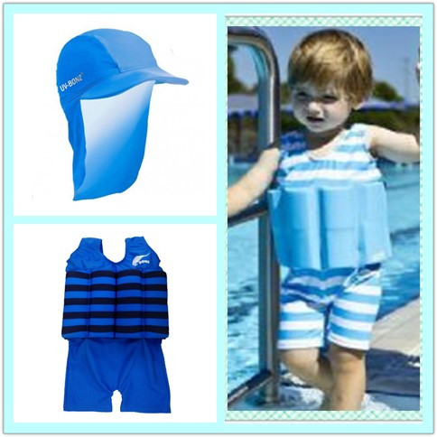 男の子の幼児スイムスクールの訓練floatsuitセットuv水泳の援助( spf50) の調整が可能な日焼け防止f4342浮力フロートスーツ-水着類問屋・仕入れ・卸・卸売り