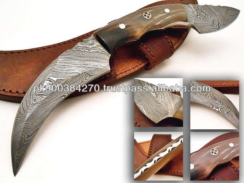 ダマスカス鋼の狩猟用ナイフ/karambitpds-1024-ナイフ問屋・仕入れ・卸・卸売り
