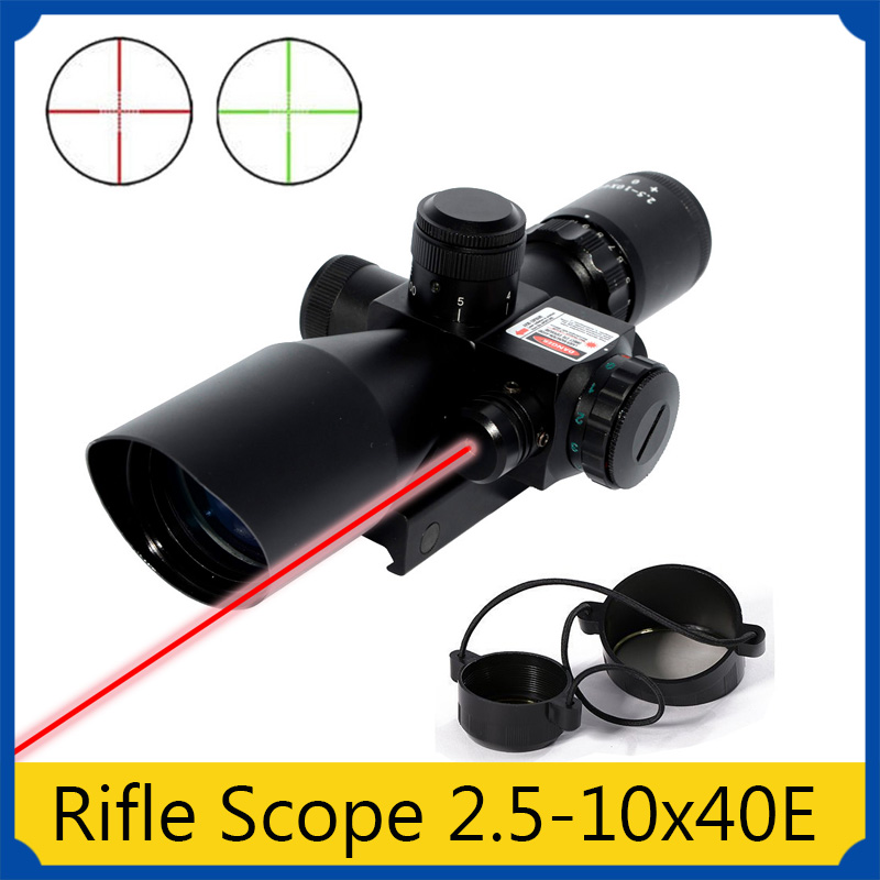 耐衝撃防水ナイトビジョン光ライフルスコープ2.5-10x40eレッド&グリーンレーザーミルドットレティクルw/レールマウント-スコープ、付属品問屋・仕入れ・卸・卸売り