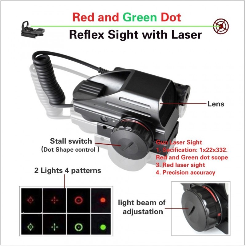赤と緑のドットレーザーを用いたhdr33b反射の光景-スコープ、付属品問屋・仕入れ・卸・卸売り