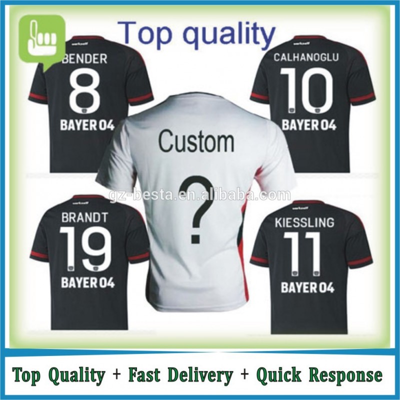 タイ品質2015 2016レバークーゼンサッカーユニフォームホームアウェーサッカーシャツmehmedi brandt kiessling calhanoglu chicharito-サッカーウェア問屋・仕入れ・卸・卸売り