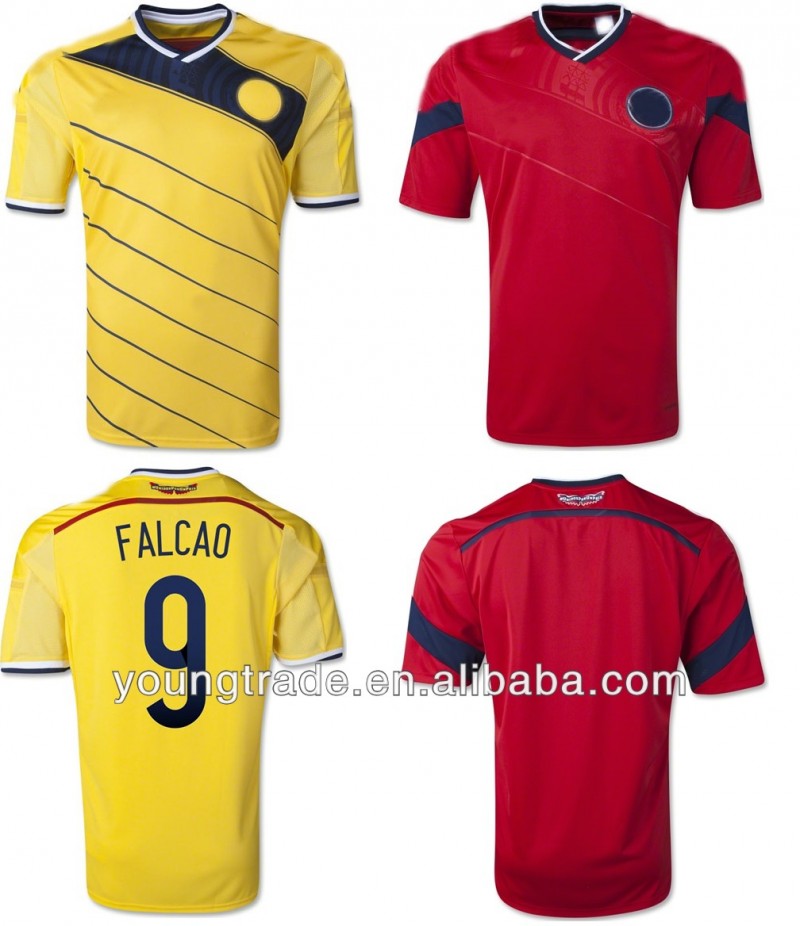 安い卸売最高タイ品質グレード 2014 ワールドカップ ファルカン コロンビア サッカー シャツ-サッカーウェア問屋・仕入れ・卸・卸売り