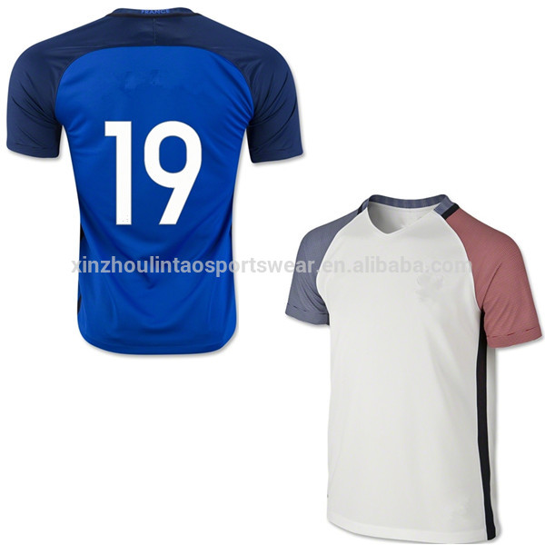 新加入フランス2016サッカージャージホームブルー離れ白いサッカーシャツpogba griezmann国家jerseyss-サッカーウェア問屋・仕入れ・卸・卸売り