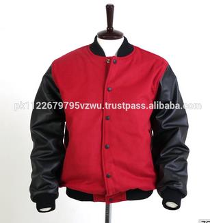 黒と赤革とウール学校代表のジャケット-問屋・仕入れ・卸・卸売り