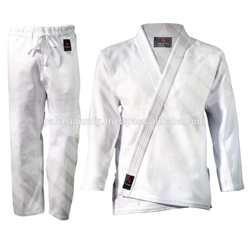 Bjj gisブラジル柔術学生着物-100%綿漂白白い事前に縮小450 gsm真珠織り-武道、格闘技用ウェア問屋・仕入れ・卸・卸売り