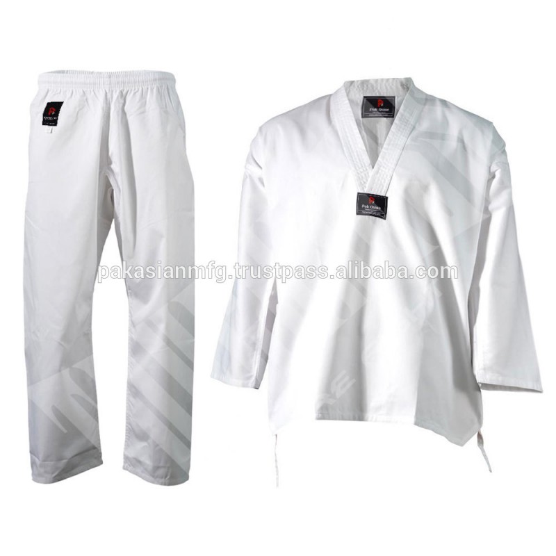 白テコンドー子供制服-100%綿プリシュリンク-武道、格闘技用ウェア問屋・仕入れ・卸・卸売り