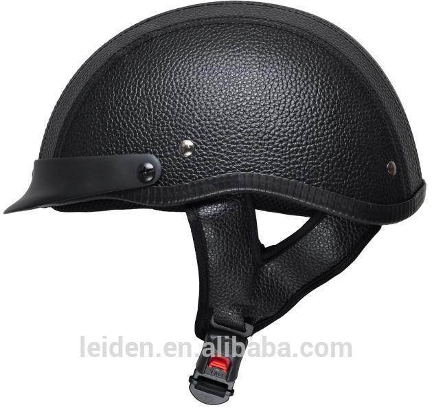 黒革のヘルメットのオートバイハーフフェイスヘルメットuvバイザー付きバイクのヘルメット-ヘルメット問屋・仕入れ・卸・卸売り