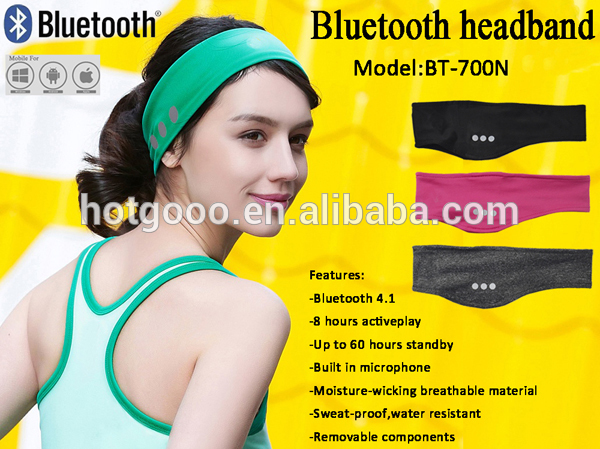 新しいbluetoothステレオヘッドホンヘッドセットワイヤレススポーツ睡眠ヘッドバンド付きマイク-スウェットバンド問屋・仕入れ・卸・卸売り
