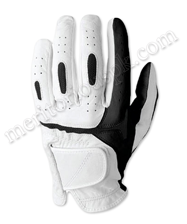 黒白の革のゴルフ手袋-ゴルフグローブ問屋・仕入れ・卸・卸売り