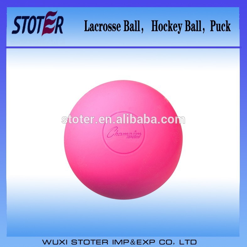 ピンクの色ラクロスラクロスボール球のプリントロゴラクロスボールマッサージ-アイスホッケー、フィールドホッケー用品問屋・仕入れ・卸・卸売り