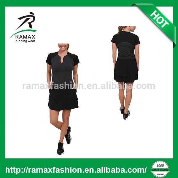 カスタムの女性ramaxdri-fitと通気性ポリエステルテニスのドレス-テニスウェア問屋・仕入れ・卸・卸売り