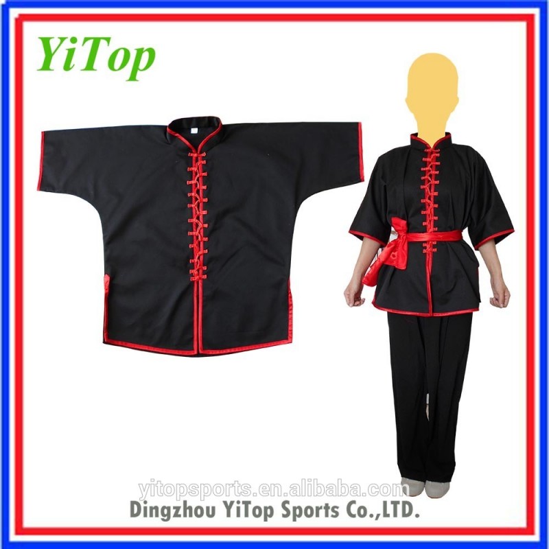新しいスタイル刺繍中国伝統黒カンフー制服-武道、格闘技用品問屋・仕入れ・卸・卸売り
