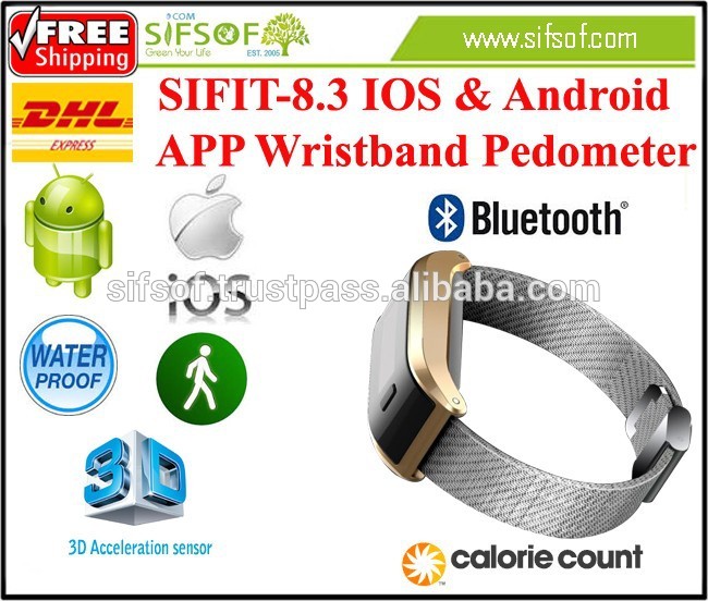 SIFIT-8.3 bluetoothリストバンド歩数計。フィットネス歩数計。iosとandroidアプリリストバンド歩数計-万歩計問屋・仕入れ・卸・卸売り