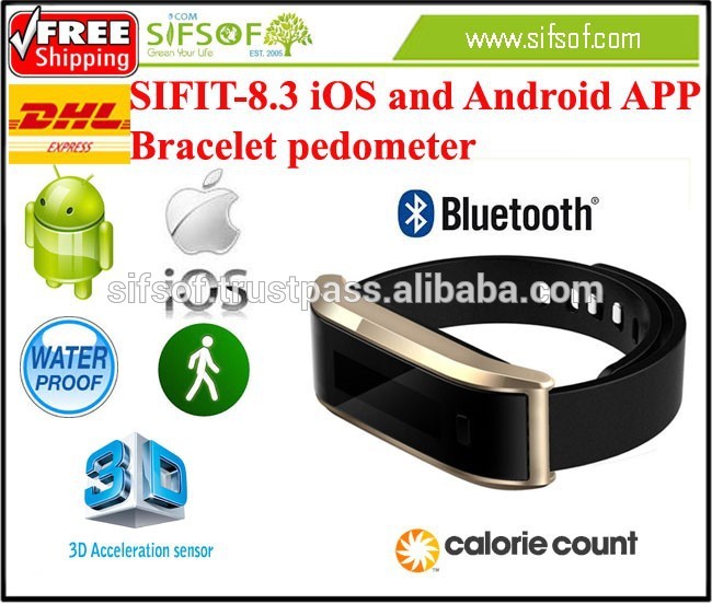 SIFIT-8.3 3d加速度センサーブレスレット歩数計。フィットネスブレスレット歩数計。iosとandroid appブレスレット歩数計-万歩計問屋・仕入れ・卸・卸売り