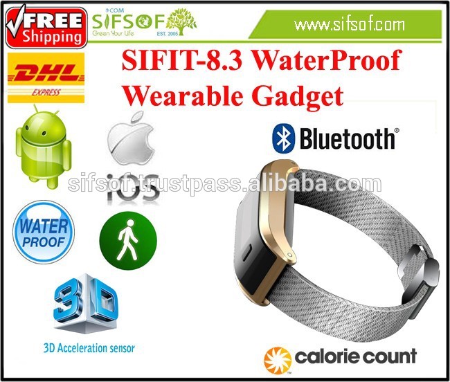 SIFIT-8.3防水ウェアラブルガジェット。ブレスレット歩数計ウェアラブルガジェット。防水。ゴールド色-万歩計問屋・仕入れ・卸・卸売り