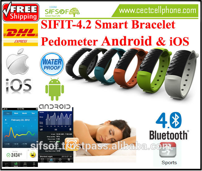 SIFIT-4.2スマートリストバンド歩数計bluetooth 4.0 iosとandroid app防水ブレスレット歩数計-万歩計問屋・仕入れ・卸・卸売り