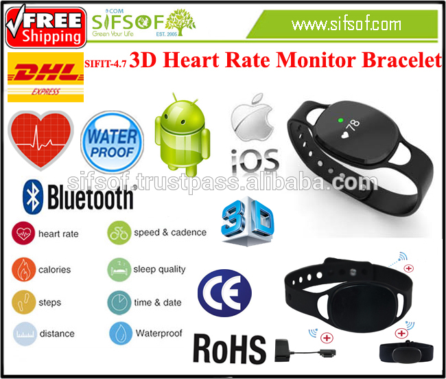 SIFIT-4.7多機能ワイヤレスbtリストバンド、3d歩数計防水、スマート健康フィットネスブレスレット、心拍数モニター-万歩計問屋・仕入れ・卸・卸売り