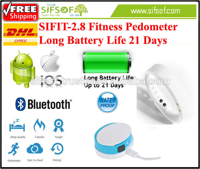 SIFIT-2.8防水アクティビティトラッカー、屋外スポーツブレスレット歩数計長いバッテリ寿命まで21日、ledスクリーン4色。-万歩計問屋・仕入れ・卸・卸売り
