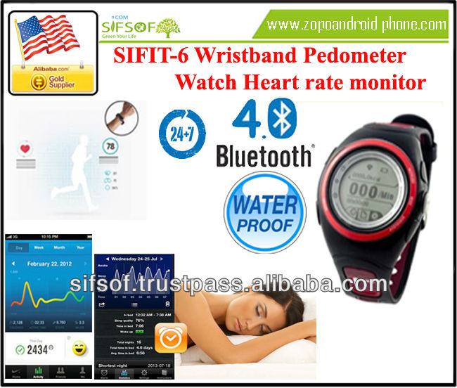 SIFIT-6リストバンド歩数計心拍数モニター腕時計カロリーカウンターbluetooth睡眠モニター、距離、防水、ios app-万歩計問屋・仕入れ・卸・卸売り
