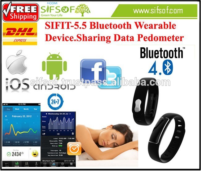 SIFIT-5.5 bluetoothウェアラブルデバイス。共有データ経由twitter。2015 bluetoothウェアラブルデバイス。ブルートゥース歩数計。-万歩計問屋・仕入れ・卸・卸売り