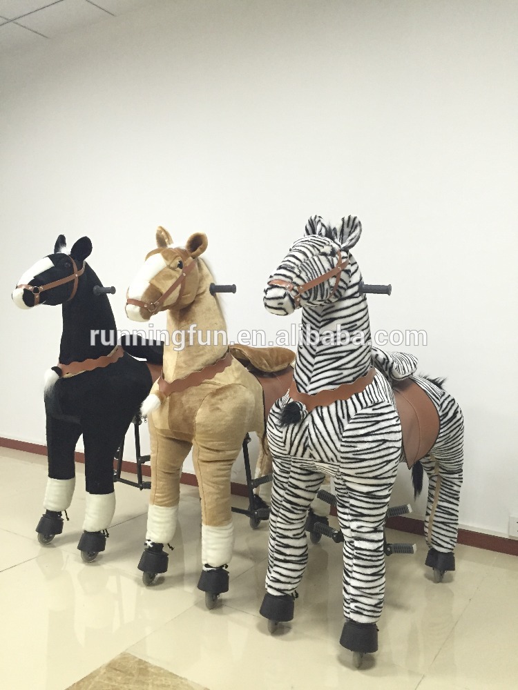 面白いおもちゃ!!! Machanical茶色毛皮で覆われた動物の馬の乗り物、 車輪の上におもちゃの馬、 乗る馬モールでスクーター-動物型ライディングトイ問屋・仕入れ・卸・卸売り