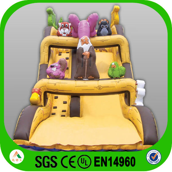 黄色インフレータブル使用スライドの子供たちの動物のゲーム-滑り台問屋・仕入れ・卸・卸売り