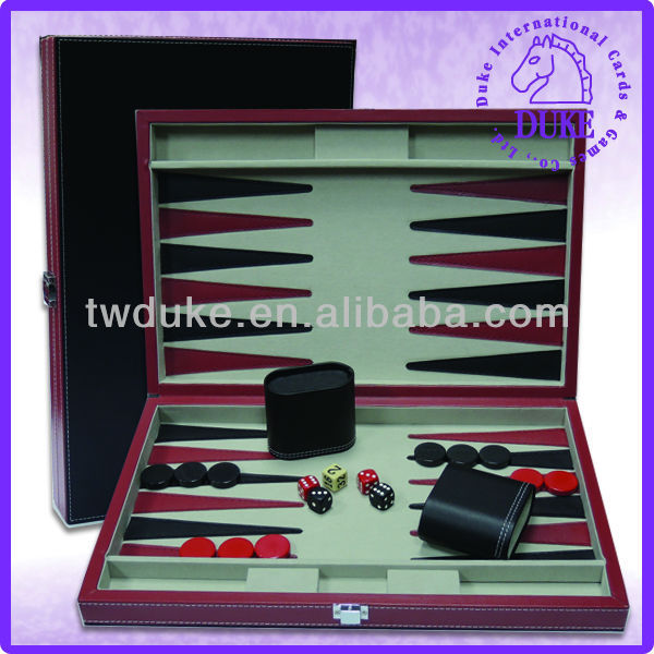 古典的な黒と赤で覆わmdfpvcレザーバックギャモンのセット-ボードゲーム問屋・仕入れ・卸・卸売り