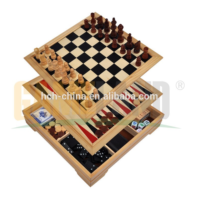木製チェス ゲームセット デラックス 7 で 1木製マルチ ゲーム ボックス-チェス問屋・仕入れ・卸・卸売り