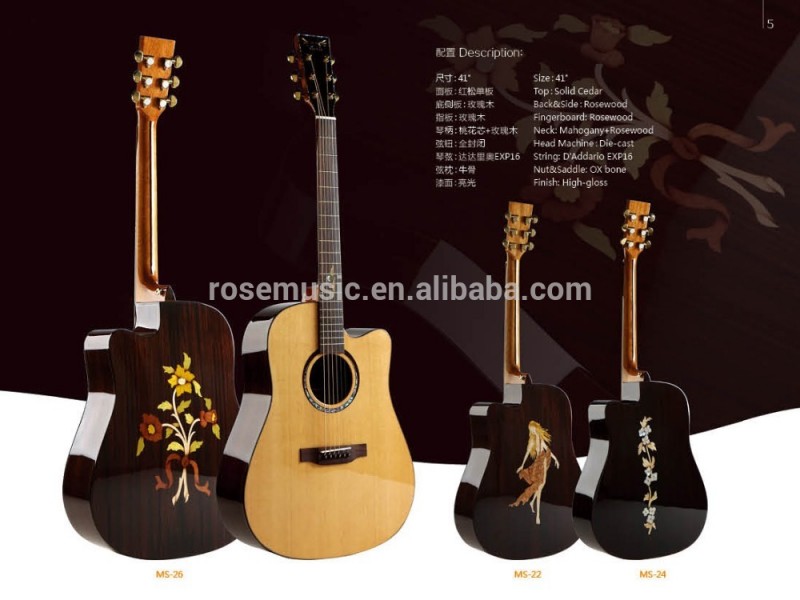 Mos音楽ギター美人画像手作り41インチ固体杉ローズウッドアコースティックギター-ギター問屋・仕入れ・卸・卸売り