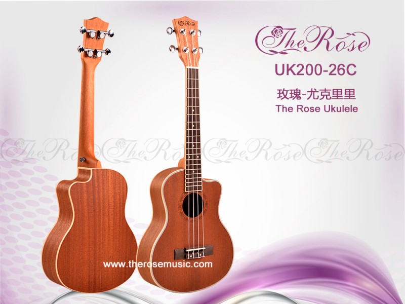 カッタウェイ26インチ安い中国の高品質ウクレレ木製のギター( uk200- 26c)-ギター問屋・仕入れ・卸・卸売り