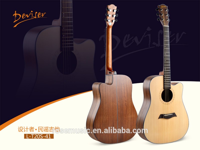 41 "高品質アコースティックギタースプルース無垢材+クルミ製中国ギター工場(L-T20S-41)-ギター問屋・仕入れ・卸・卸売り