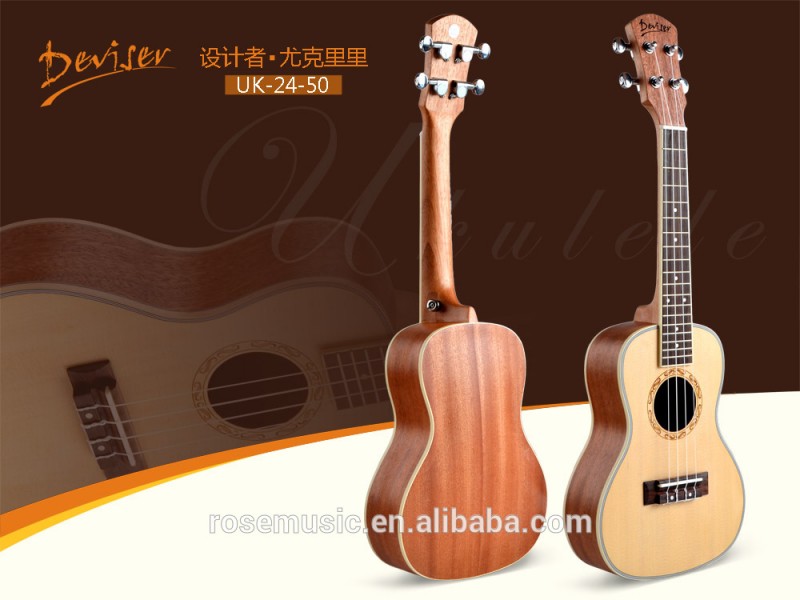 高品質トウヒ+サペリコンサートウクレレから中国ギター工場(UK24-50)-ギター問屋・仕入れ・卸・卸売り