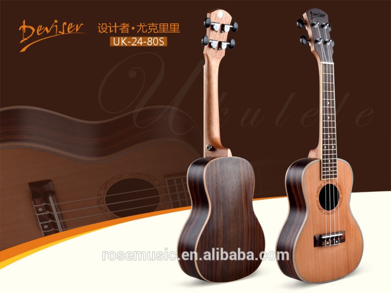 高品質ソリッドスプルース+ローズウッドコンサートウクレレから中国ギター工場(UK24-80S)-ギター問屋・仕入れ・卸・卸売り