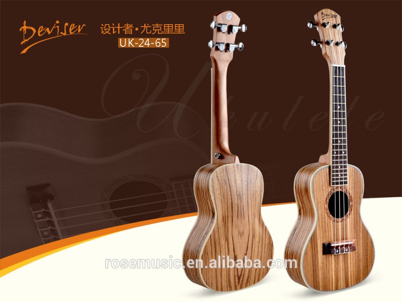 高品質フルゼブラウッドコンサートウクレレギターウクレレから中国ギター工場(UK24-65)-ギター問屋・仕入れ・卸・卸売り