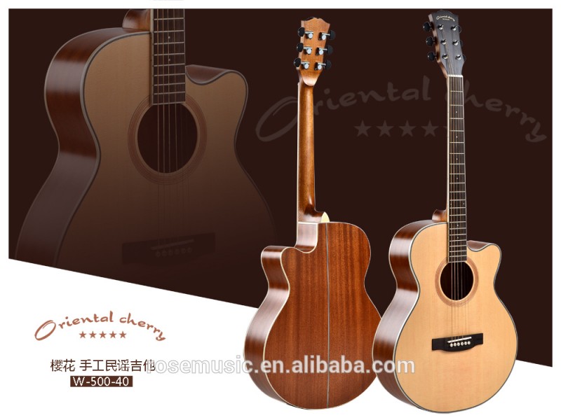 40インチアコースティックギターsoliodスプルース+サペリ製中国ギター工場(W-500S-40)-ギター問屋・仕入れ・卸・卸売り