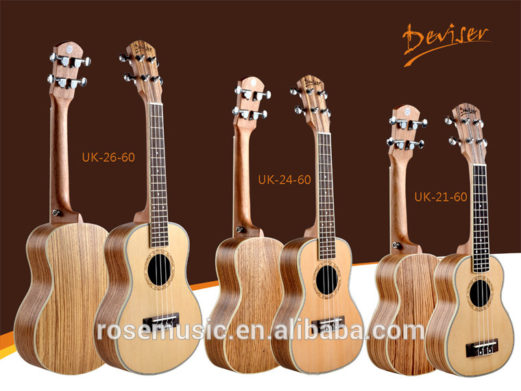 スプルース+ゼブラウッドソプラノウクレレから中国ギター工場( UK21-60)-ギター問屋・仕入れ・卸・卸売り