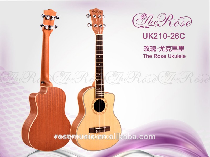 中国26インチカッタウェイ良い品質安い卸売木製ウクレレ( UK210-26C)-ギター問屋・仕入れ・卸・卸売り