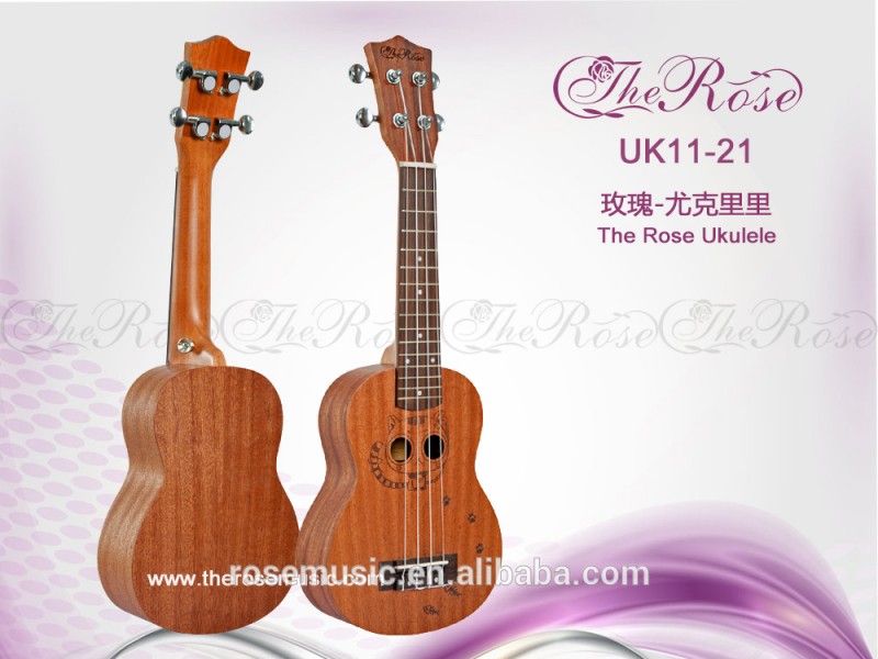 21 "手ごろ価格パターン彫刻ウクレレ( TR-U11-21)-ギター問屋・仕入れ・卸・卸売り