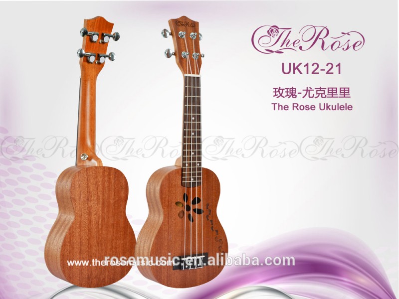 21 "手ごろ価格パターン彫刻ウクレレ( TR-U12-21)-ギター問屋・仕入れ・卸・卸売り