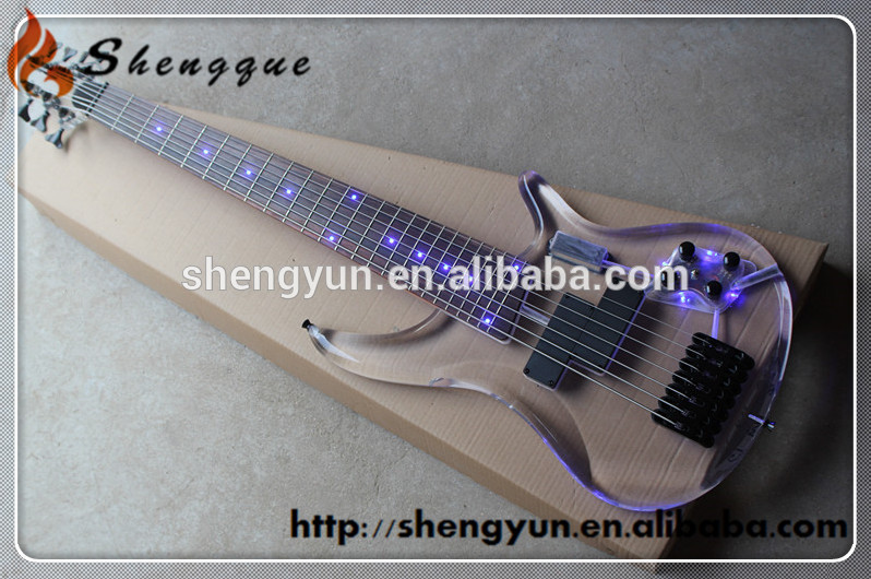 Shengque 7弦led ライト アクリル低音有機ガラス エレキ ギター-ギター問屋・仕入れ・卸・卸売り